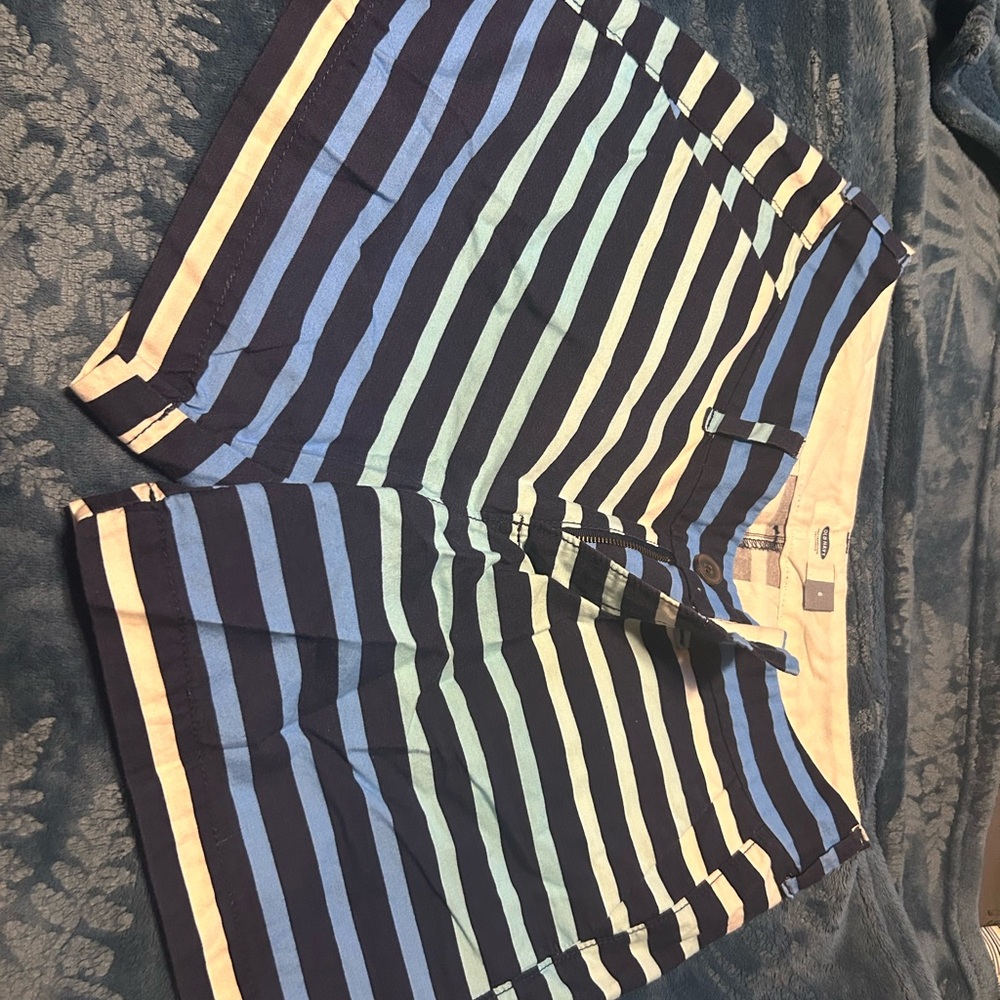 Old Navy Navy, Light Blue & Mint Striped Cargo Shorts